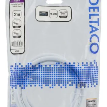 DELTACO High-Speed Premium HDMI-kabel, 2m, Ethernet, 4K UHD, vit