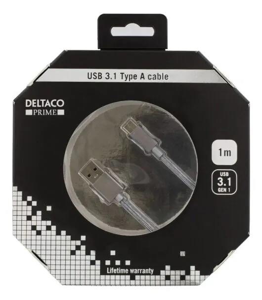 Deltaco USB-C cable 1 meter USB 3.1 Gen 1 to USB Type C space gray/dark gray